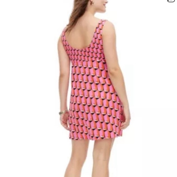 Diane Von Furstenberg X Target Dress Mini Retro Geo Print Pink Orange Black Sz 6 - Picture 4 of 15